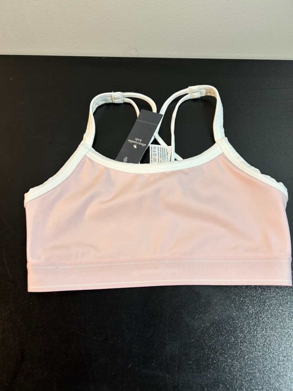 abercrombie kids Light Pink Sports Bralette with White Trim